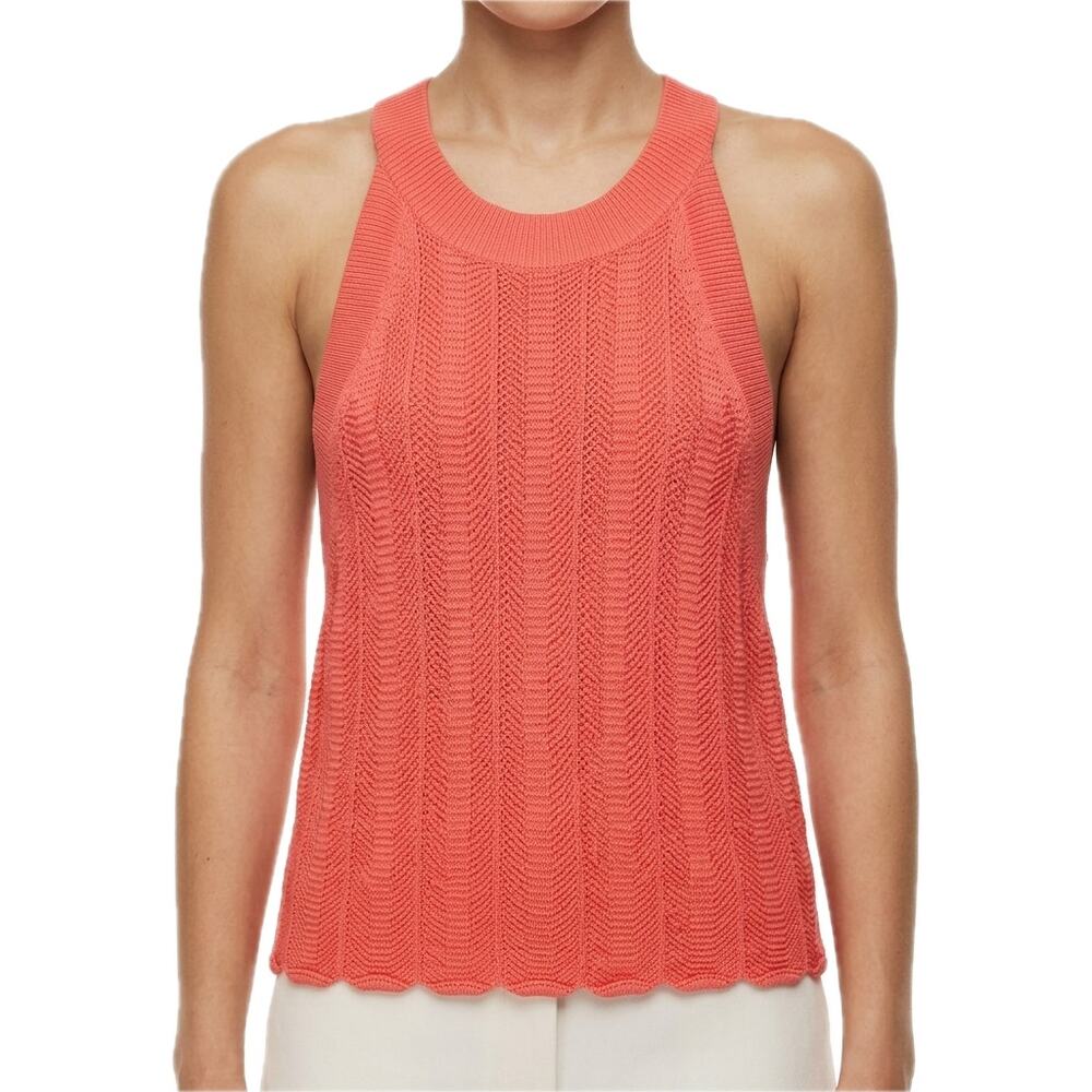 Wilfred Aritzia Coral Pink Crevier Sleeveless Knit Racerback Top Scallop Hem M